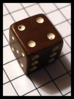 Dice : Dice - 6D Pipped - Brown with White Drilled Pips